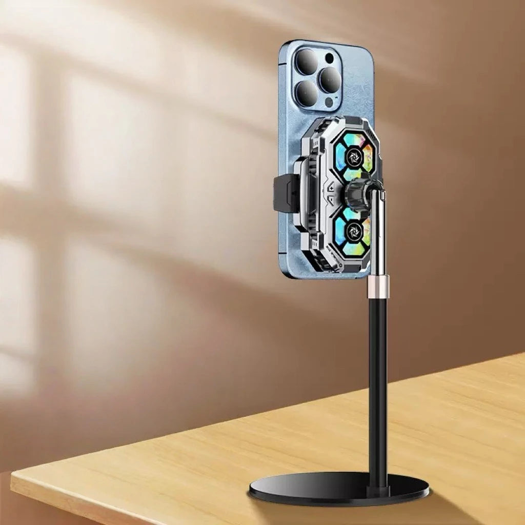 Mobile phone radiator stand digital display ultra-silent dual fans fast cooling live broadcast cooling tool