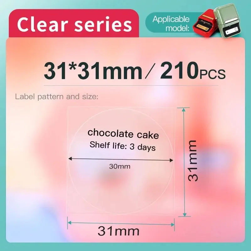 Niimbot Transparent Stickers Label Printer Stickers Portable Printer Niimbot Thermal Paper Labels Official Genuine For B1/B21