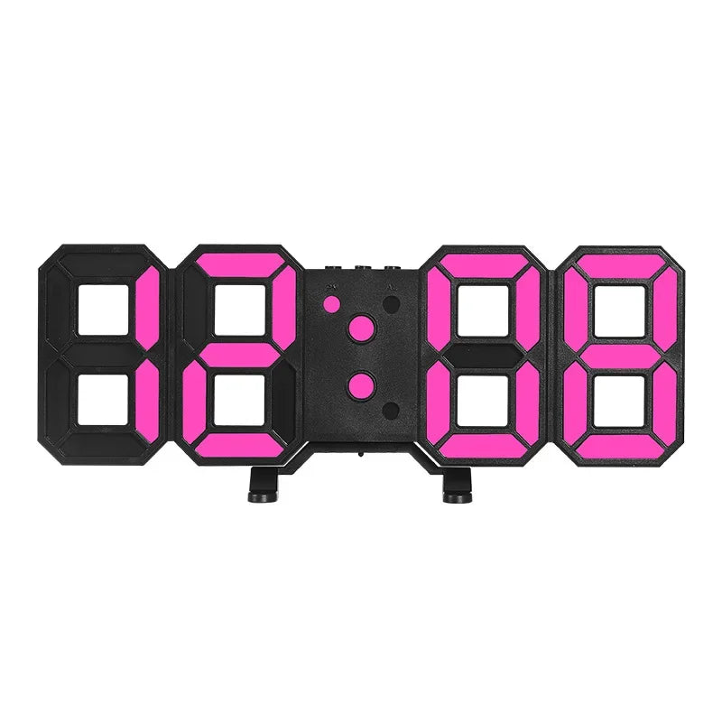 3D LED Digital Clock Wall Decor Glowing Night Mode 3 Alarms Electronic Table Clock Time Temperature Wall Clock for Living Room