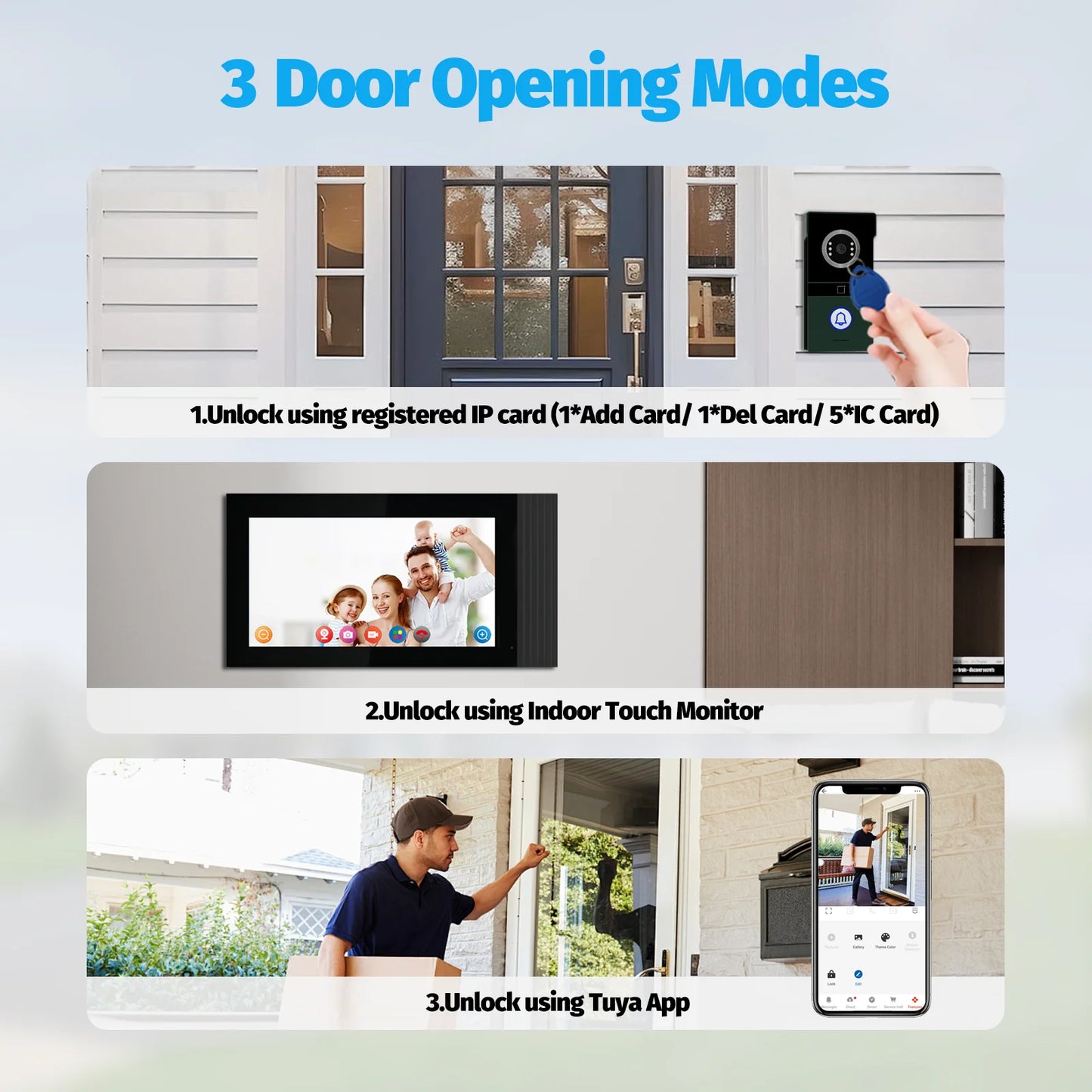 Tuya 7-Inch 1080p Camera Ring Intercom With Night Vision Video Doorbell Support Remote Unlock Intercom System Home