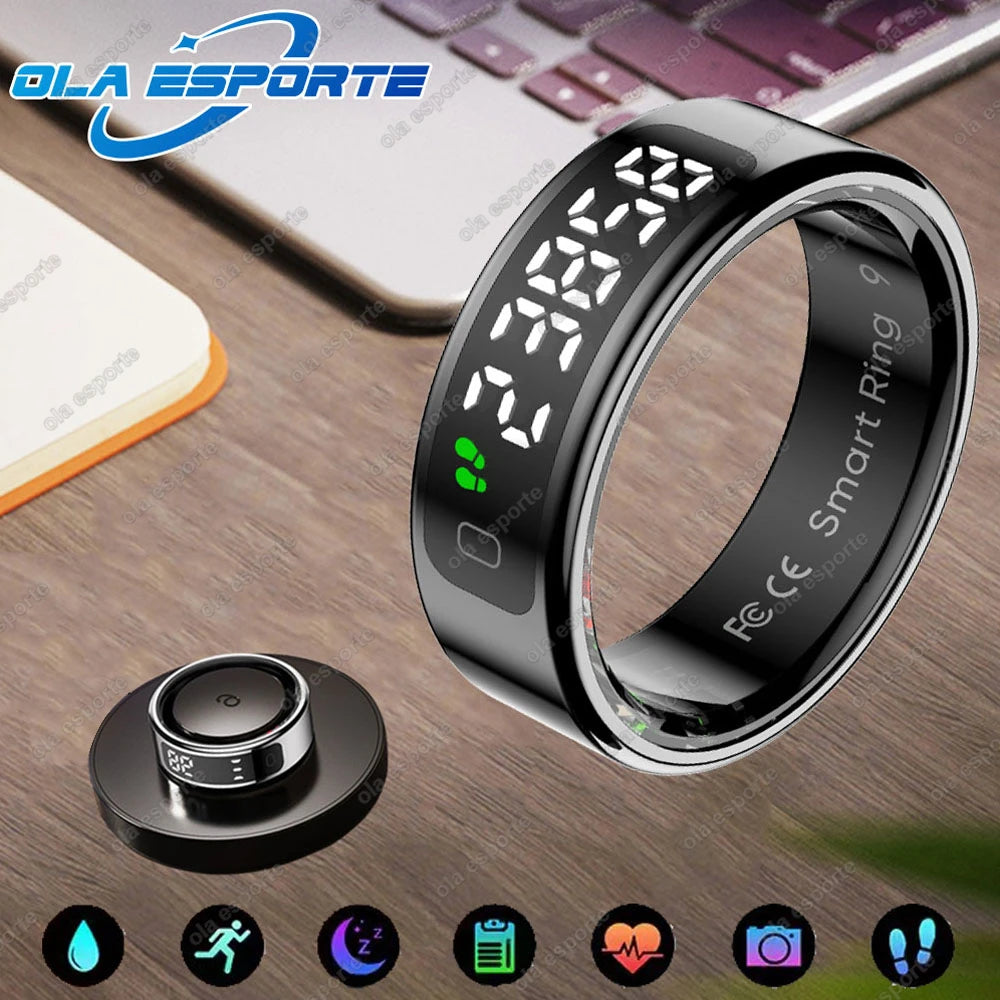 New Smart Ring R11 LED Display Screen Gesture Sweep Video Heart Rate Sleep Monitor 5ATM Waterproof Wireless Charging Rings 2025