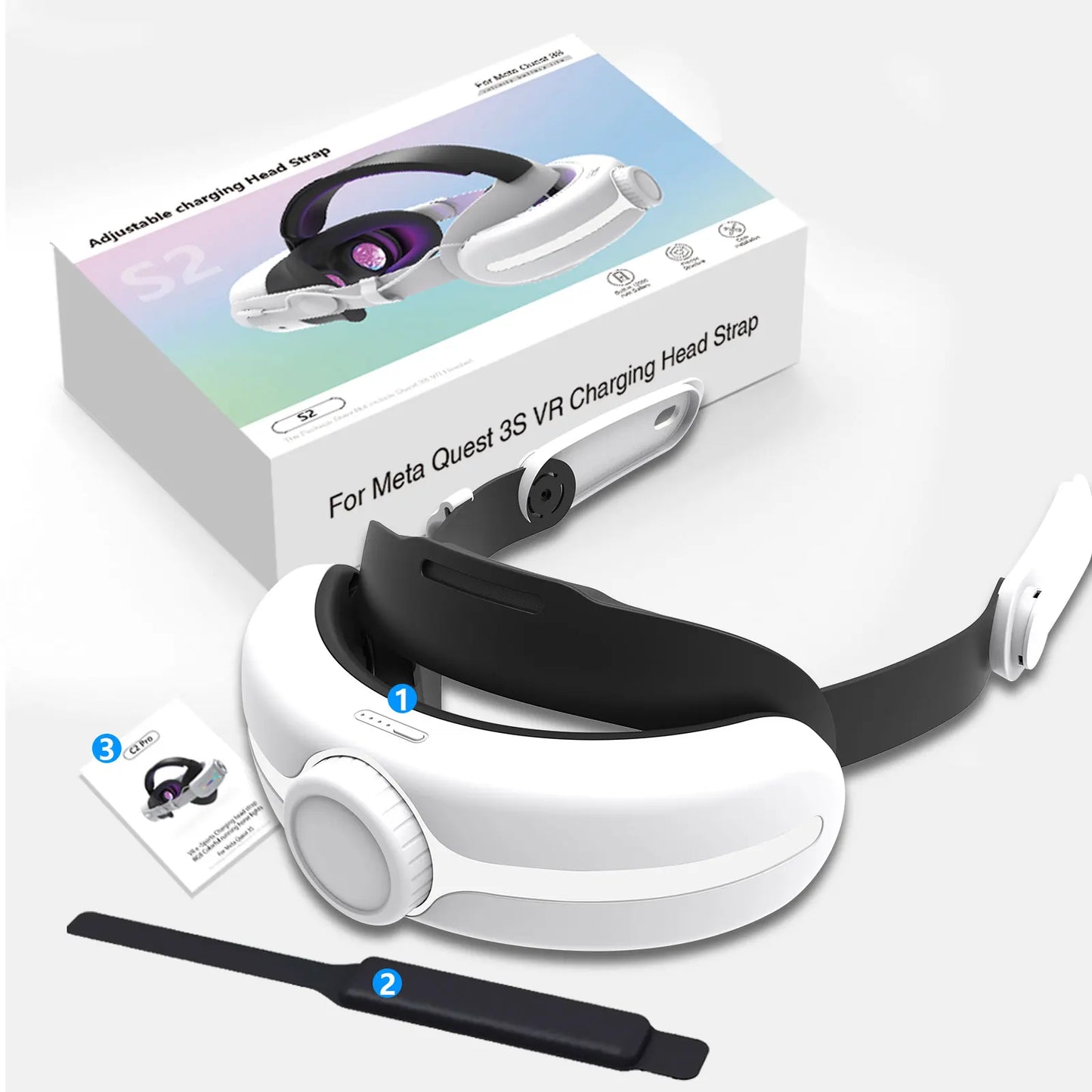 12000mAh Battery Head Strap VR accessories, Compatible with For Oculus/Meta Quest 3/3s, Extended Playtime, Adjustable