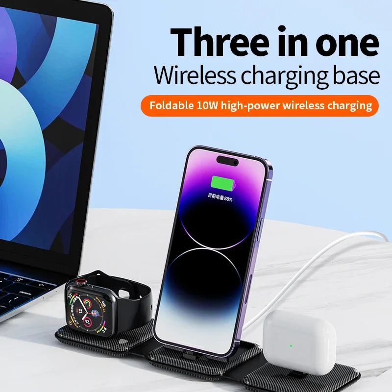 3 In 1 Magnetic Wireless Charger Pad Stand For iPhone 16 15 14 12 Pro Max Apple Apple 8 7 6 Airpods Fast Charging Dock Station