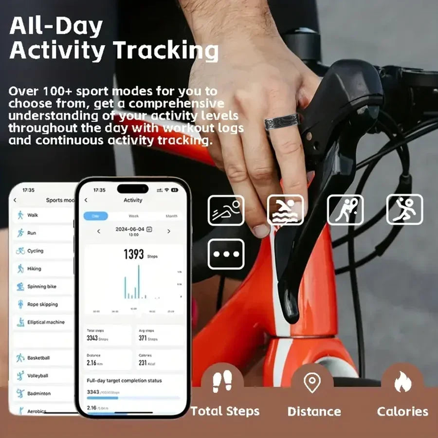Smartring Smart Health Tracker Retro Style Multi-sport Modes Fitness Ring Sleep Heart Rate Blood Oxygen Tracker for Women Men