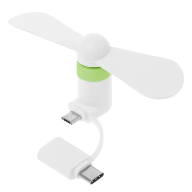 Mini Portable 2 in 1 Cooler Type-C Hanldheld Cooling Fan USB Fan Cell Phones Fans for Androids Micro USB Phones