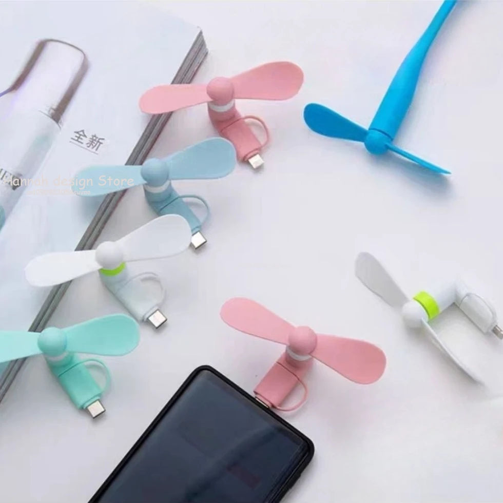 Mini Portable 2 in 1 Cooler Type-C Hanldheld Cooling Fan USB Fan Cell Phones Fans for Androids Micro USB Phones