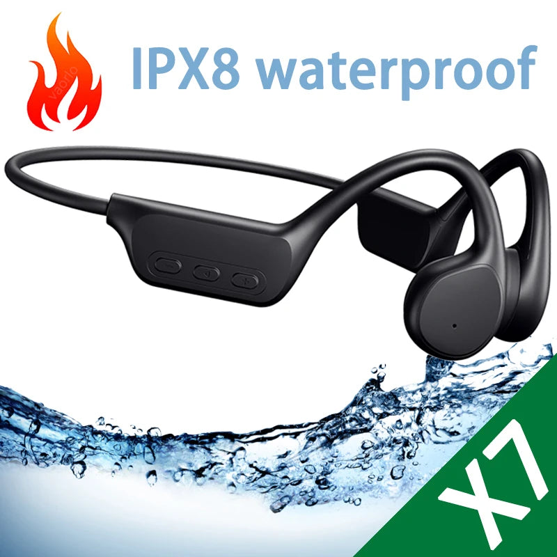 IPX8 Waterproof Bone Conduction Headphones X7 Bluetooth 32GB MP3 Swim Sports Wireless Earphone With Mic HIFI Bass Music Stereo