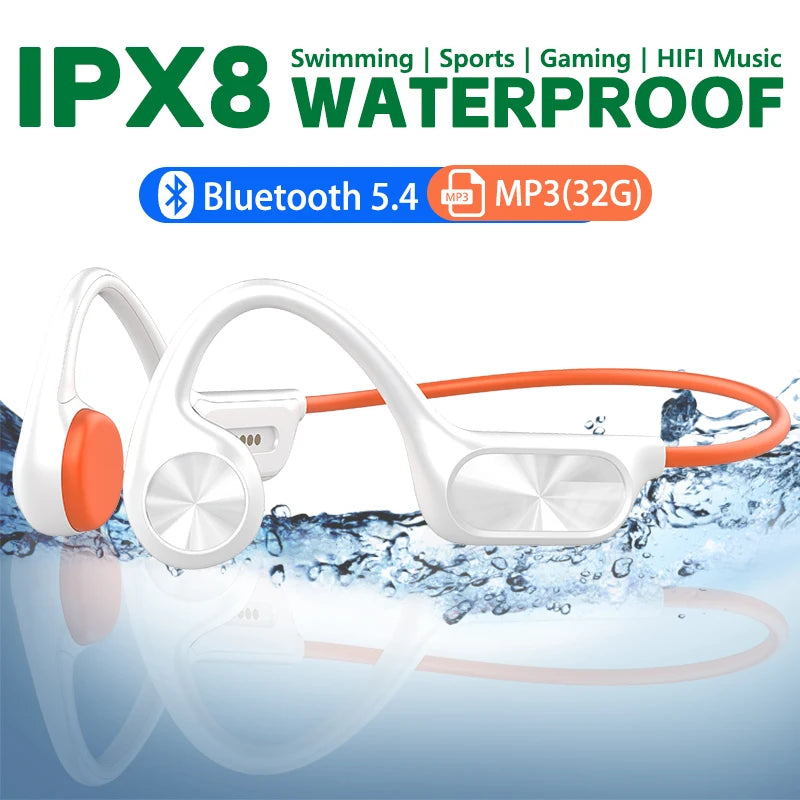 IPX8 Waterproof Bone Conduction Headphones X7 Bluetooth 32GB MP3 Swim Sports Wireless Earphone With Mic HIFI Bass Music Stereo