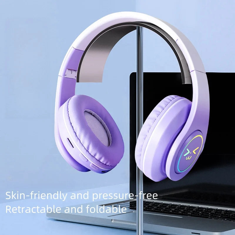 5.3 Earphone Bluetooth Wireless Earphones GRB Glow Original Gaming Headset Gamer With Mic Noise Canceling Headphones Girls Gifts