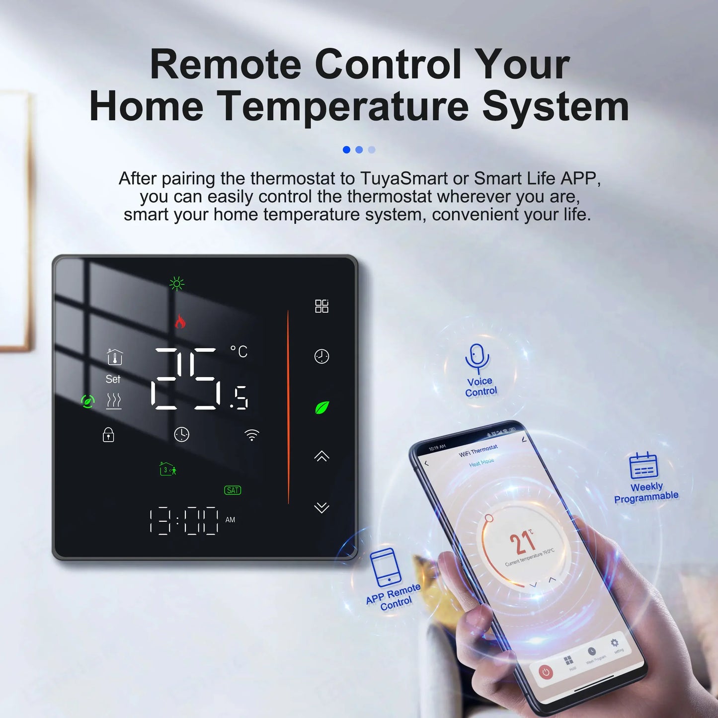 GIRIER Tuya Smart Thermostat WiFi Programmable Temperature Controller for Water/Gas Boiler/Electric Floor Heating Supports Alexa