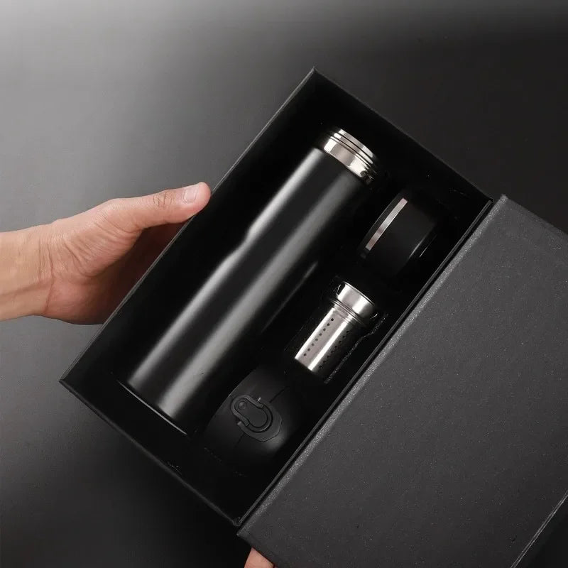 500ml Stainless Steel Insulated Thermos Bottle 316 Intelligent Water Cup High-end Tea Cup Business Gift One Cup with Double Lids