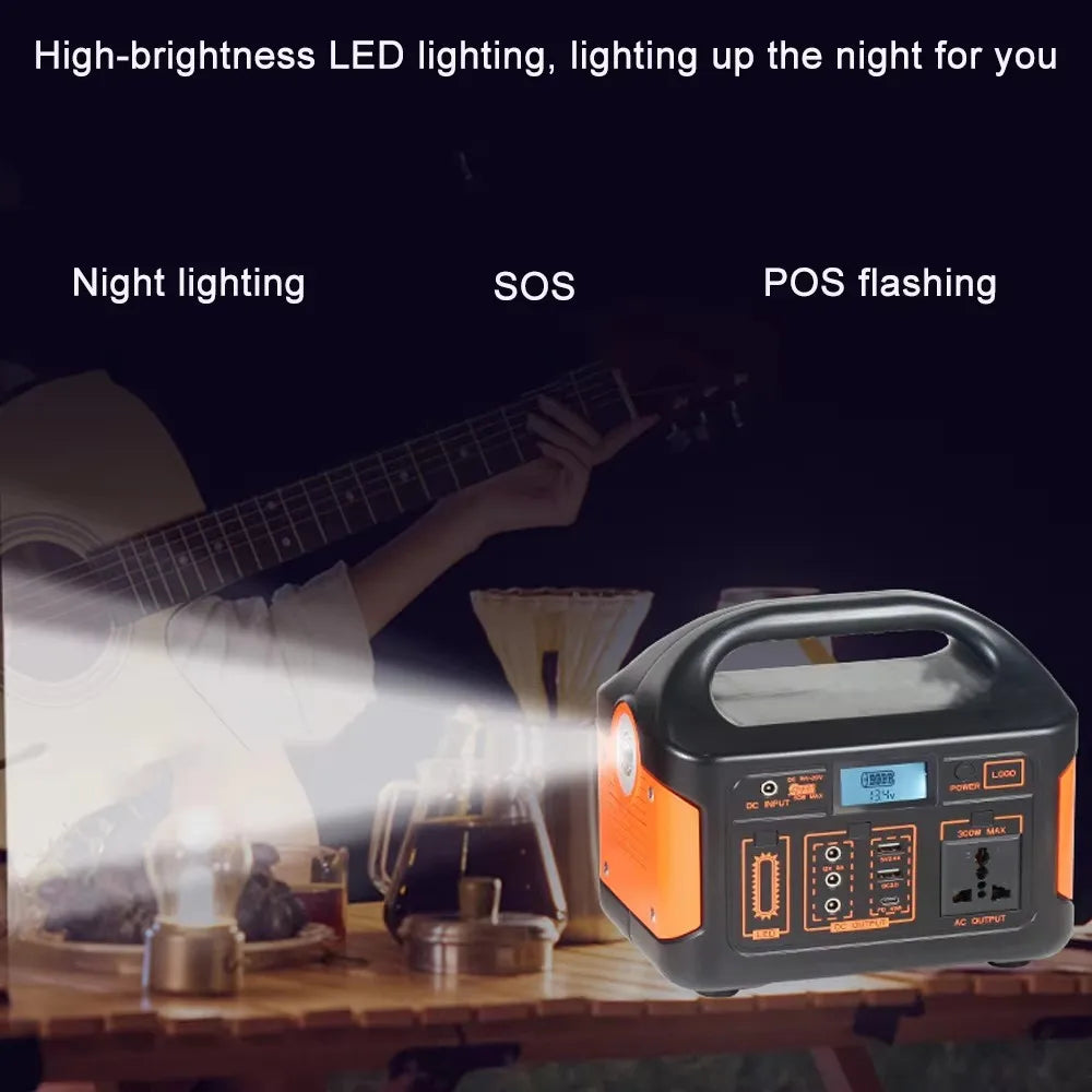 Portable Power Station 300W 500W Solar Generator 460Wh LiFePo4 Batteries 110V 220V Energy Storage Supply LED For Camping RV Trip