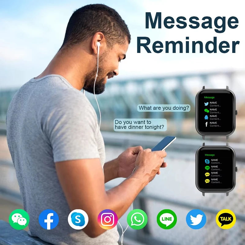 For Xiaomi 2025 New Smart Watch Men Bluetooth Call Fitness Tracker Heart Rate IP68 Waterproof Smart Watch Men Women IOS Android