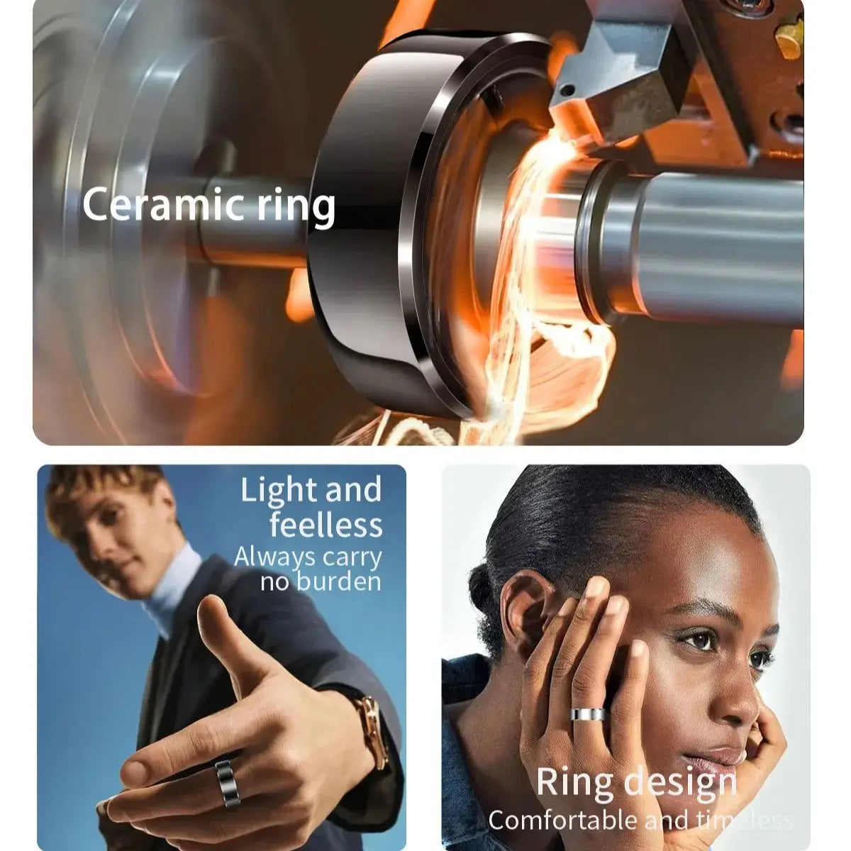 Men smart ring 2025, Sleep & Heart Rate & Stress Tracker, 5ATM Waterproof, R6Pro smart rings for women,Compatible iOS/Android