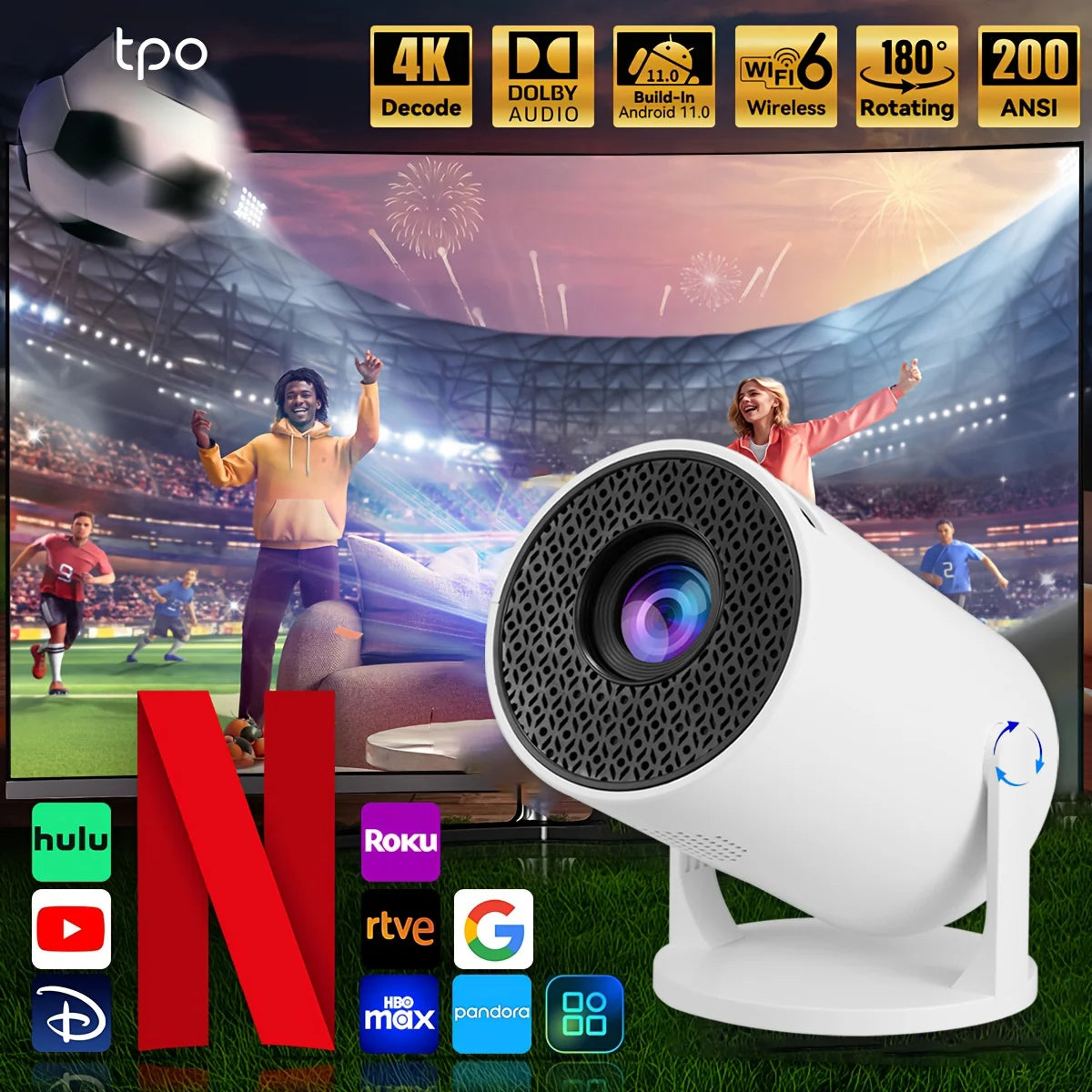 Mag cube Projector 4K 1080P HD HY300 Pro M5 Outdoor Cinema Portable Android For iPhone IOS Home House Bluetooth TV Game Movie