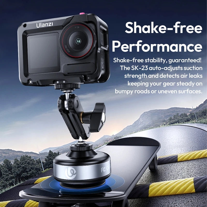 Ulanzi SK-23 Electric Automatic Suction Cup Magnetic Phone Holder Multi-functional Holder Anti-shake Vacuum Suction Car Holder