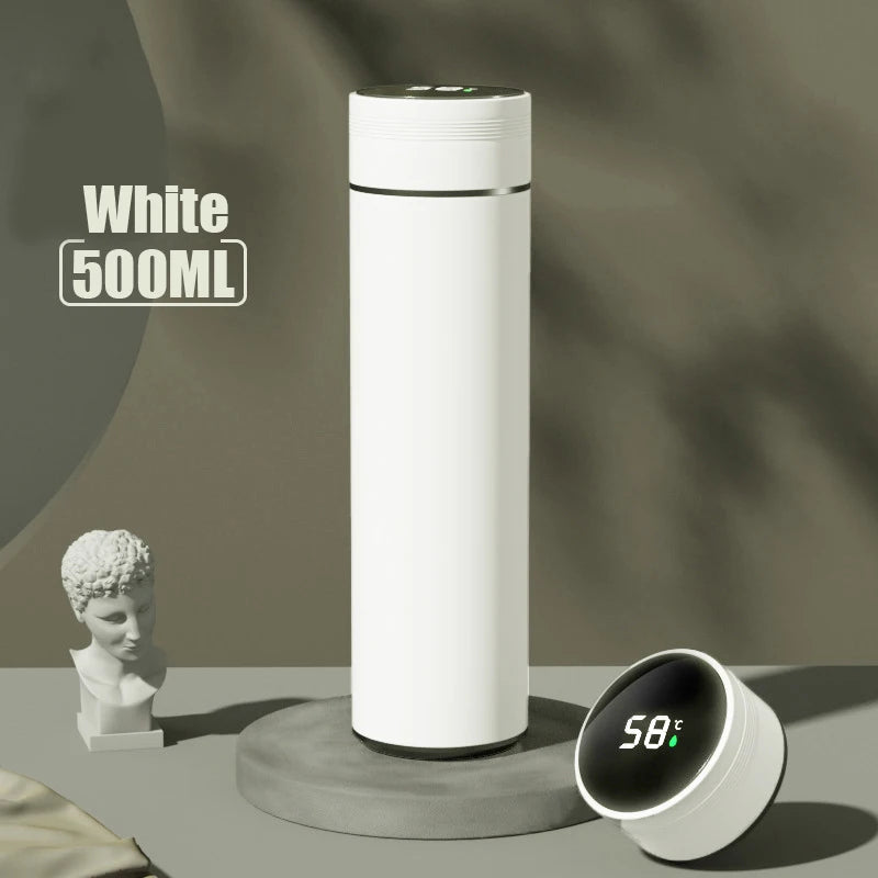 Stainless steel thermos bottle with digital temperature display, Intelligent temperature measurement cup, LED, 500ml