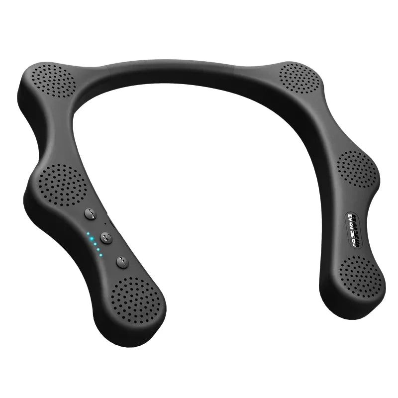 6 Loudspeakers Hang Neck Style Bluetooth Speaker HIFI Stereo Sound for Sporting Running, Micro SD Card Supported