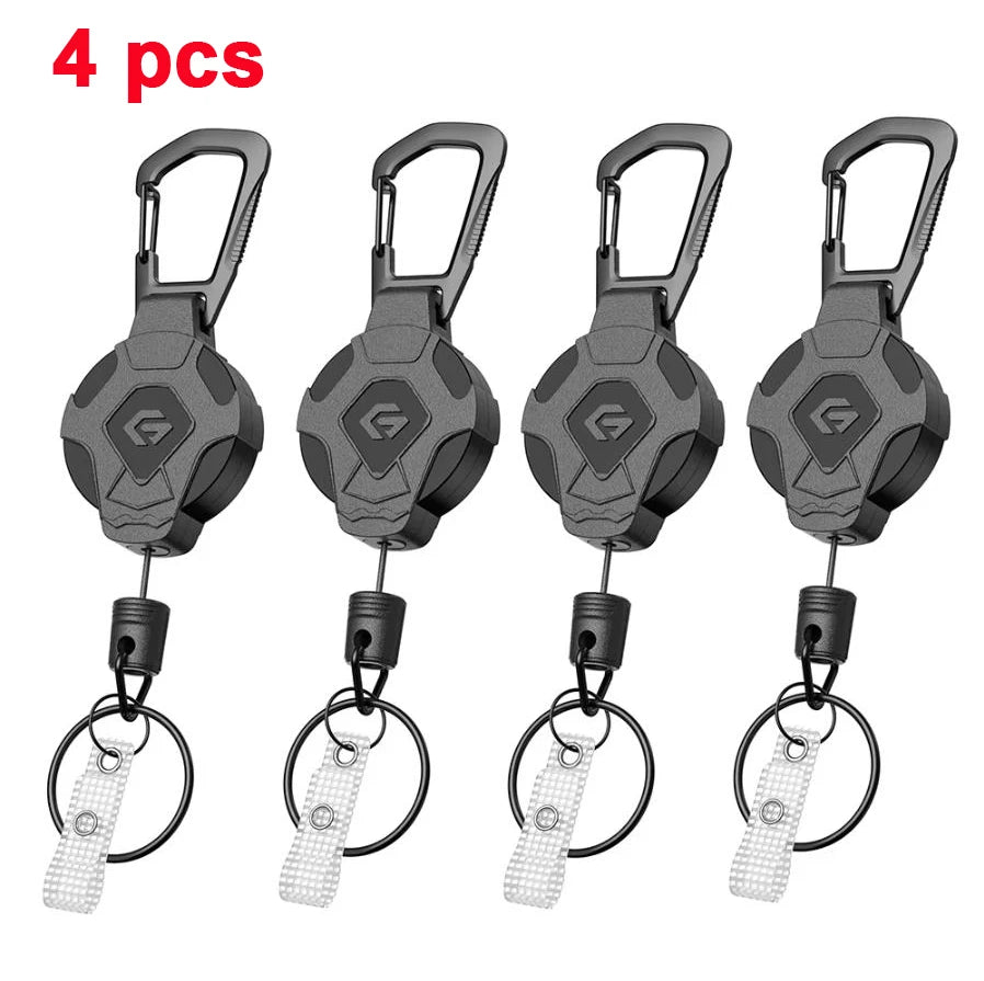 Minisopuru Retractable Keychain Heavy Duty With Phone clip fastener Tactical ID Badge Reel Strap Holder Retractable Cord KeyRing
