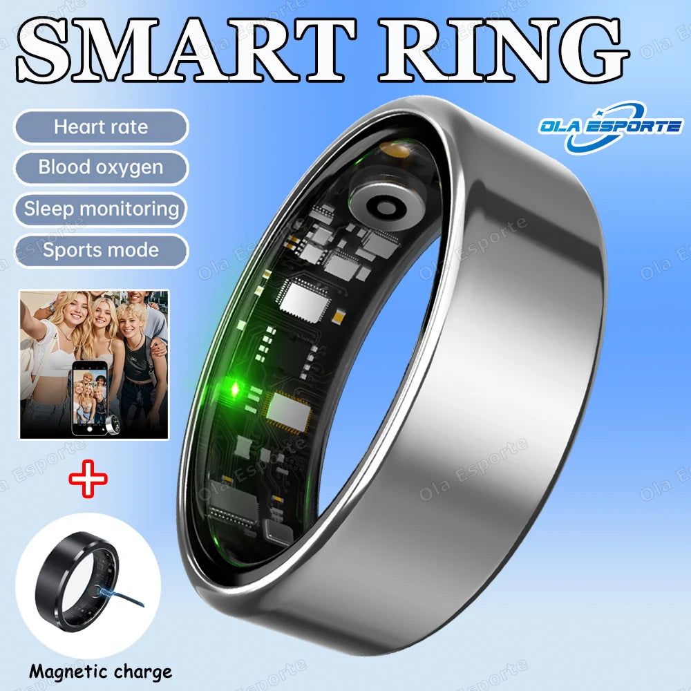 For Xiaomi Men Women Smart Ring With Charging Case Heart Rate Sleep Sport Fitness Tracker 3ATM Take Photo SmartRing Android IOS