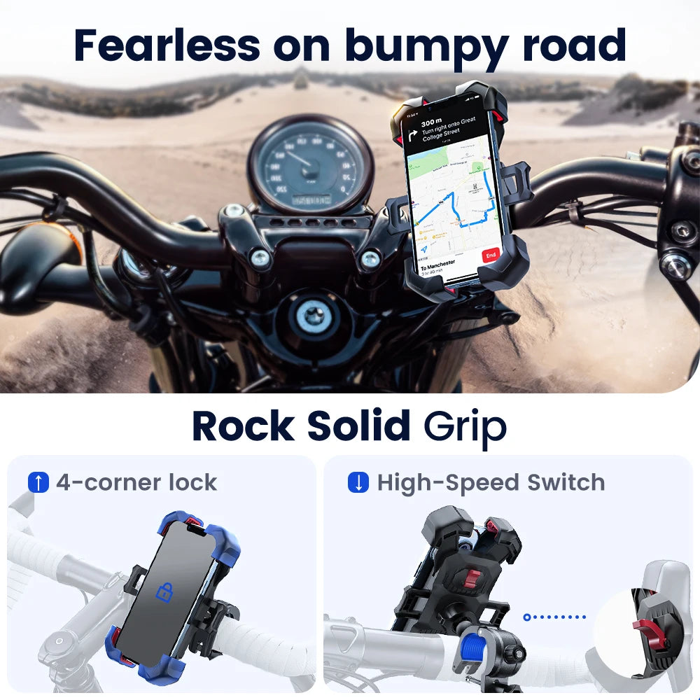 Joyroom 360° View Universal Motorcycle Phone Holder Bicycle Phone Holder for 4.7-7 inch Mobile Phone Stand Shockproof Bracket