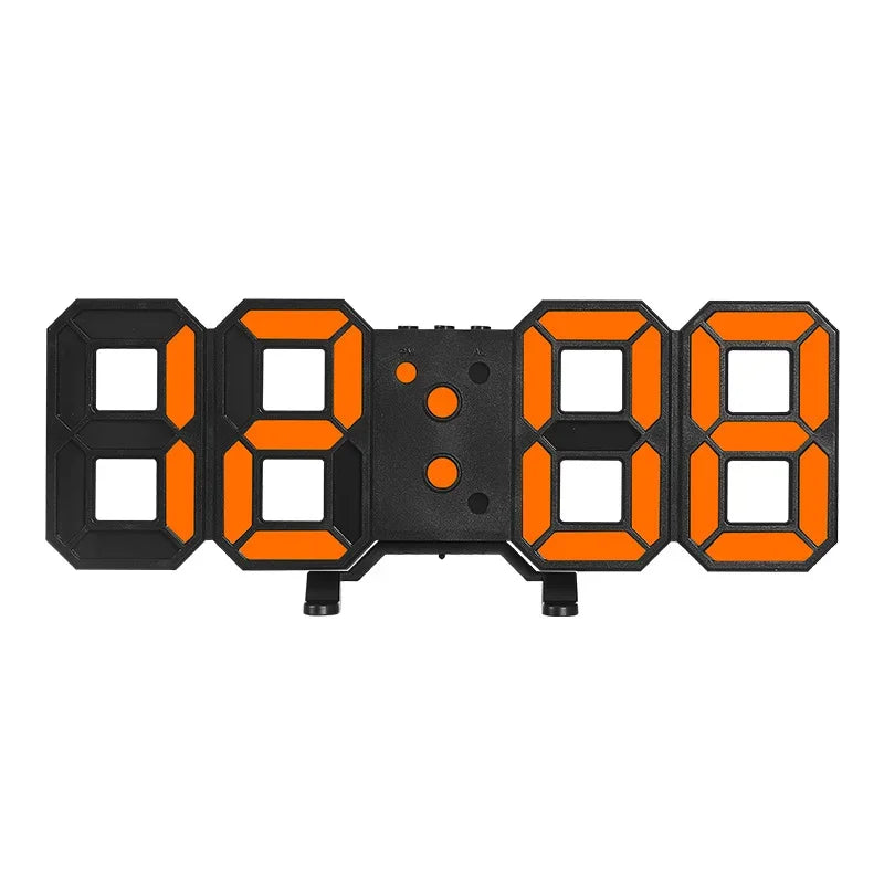 3D LED Digital Clock Wall Decor Glowing Night Mode 3 Alarms Electronic Table Clock Time Temperature Wall Clock for Living Room