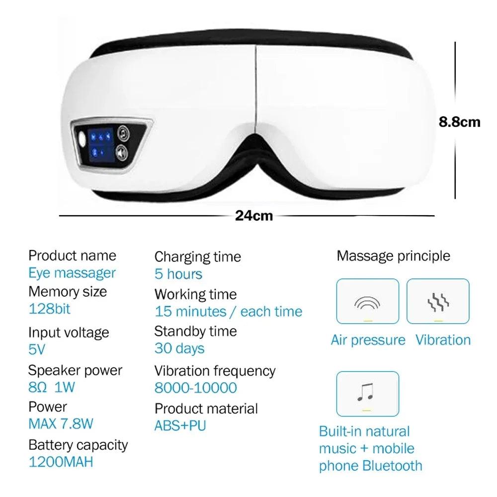 6D Smart Vibration Eye Massager Compress Eye Care Instrument Bluetooth Music Eye Massage Sleep Mask Eye Relax Fatigue