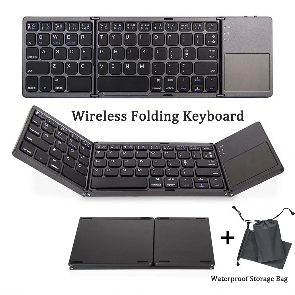 Folding Keyboard Wireless Bluetooth Keyboard With Touchpad For Windows, Android, IOS,Phone,Mini Multi-Function Button Keyboard