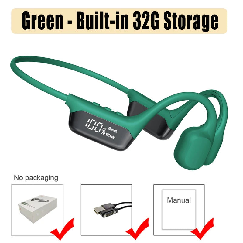 IPX8 Waterproof Swimming Bone Conduction headphone Bluetooth 5.4 Bass Wireless headset MP3 (32G) Player Cycling Fitness Earphone