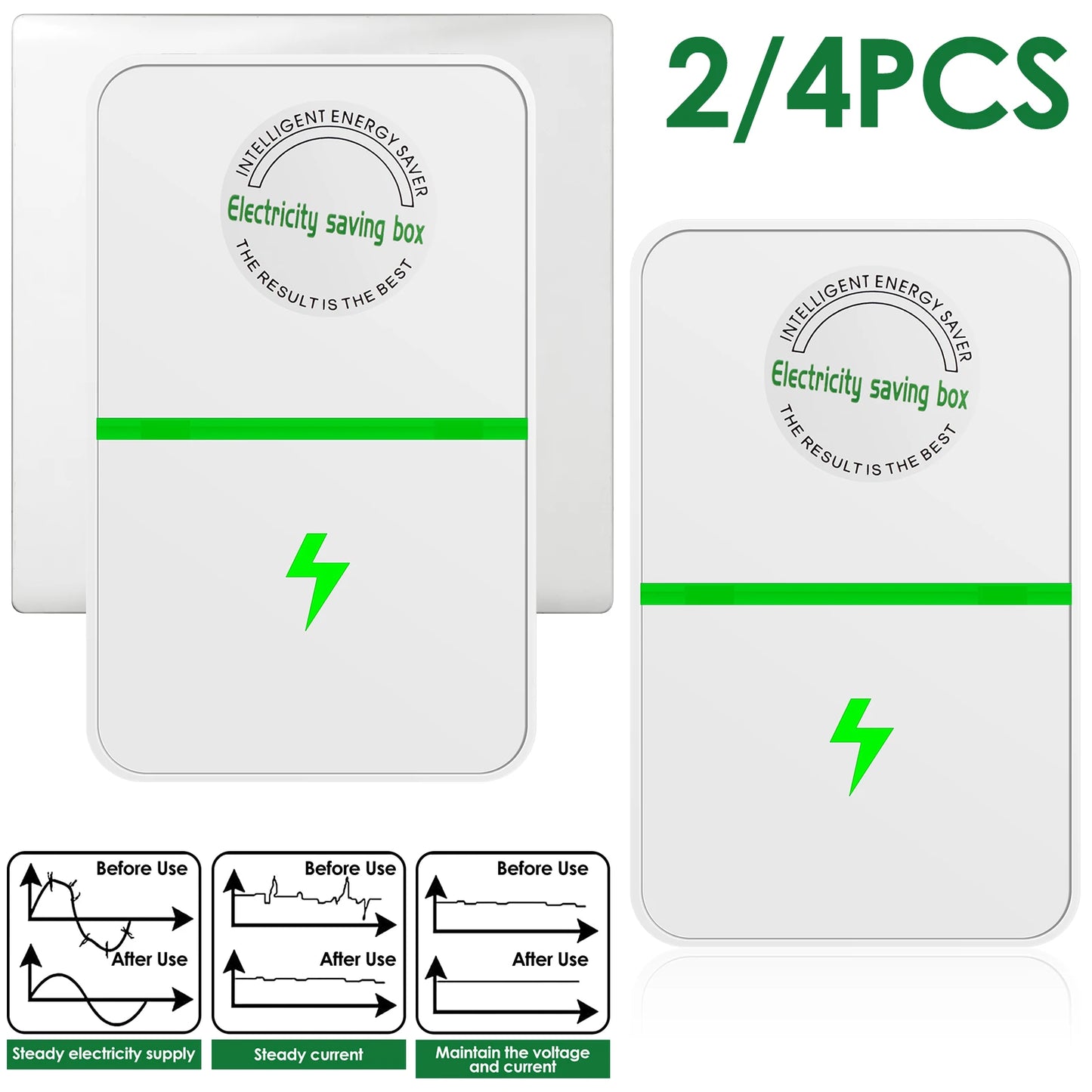 2/4Pcs Power Saver Portable Electricity US Energy Saver Smart Saving Box Safe Household Plug 90V-250V for Office Kitchen Accesso