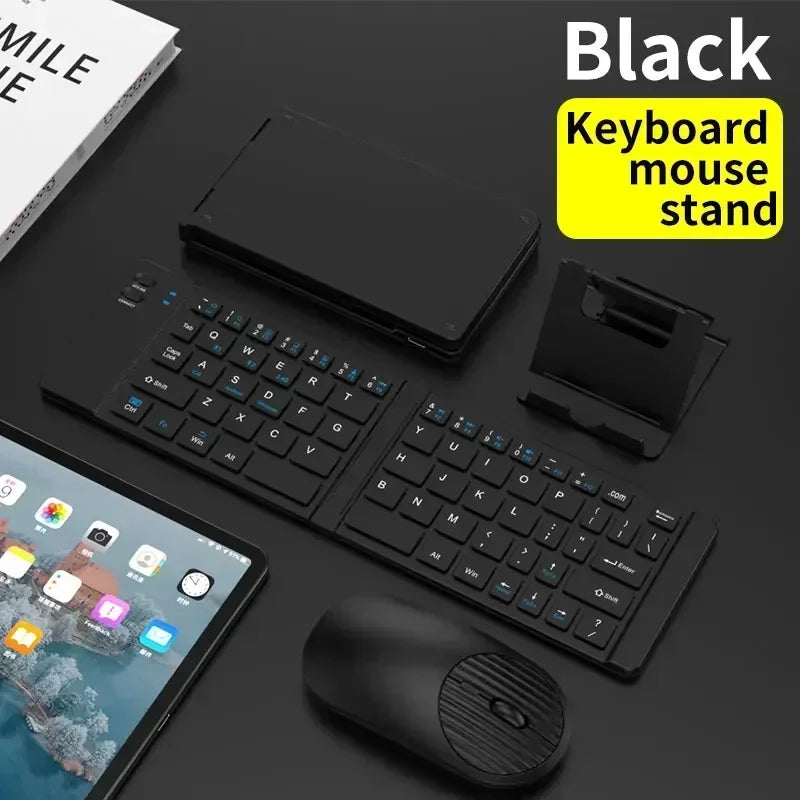 Folding Keyboard and Mouse 2.4G Mini Keypad Bluetooth Wireless Portable Silm Foldable Keyboards for Travel Computer PC iPad