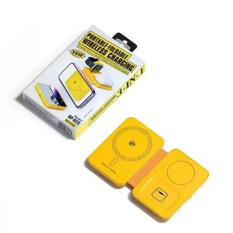Folding 3 IN 1 Wireless Phone Watch ChargerMagnetic Fast Charger Station Folding For iPhone 12 15 16 13 14 Apple Watch Airpods