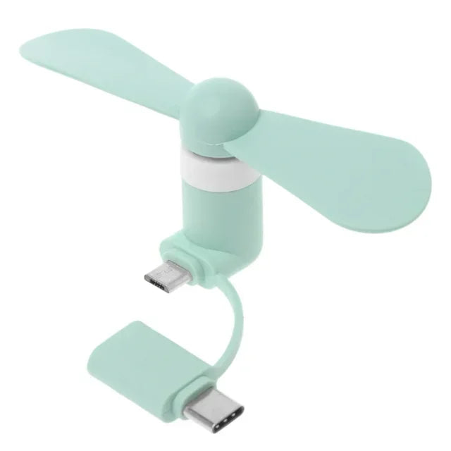 Mini Portable 2 in 1 Cooler Type-C Hanldheld Cooling Fan USB Fan Cell Phones Fans for Androids Micro USB Phones