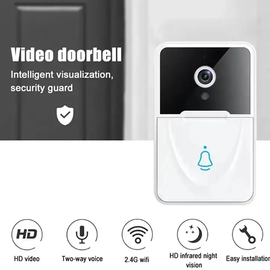 WiFi Video Doorbell Camera Visual Wireless Smart Doorbell Night Vision Two-Way Audio Cloud Storage Security Door Bell Chime