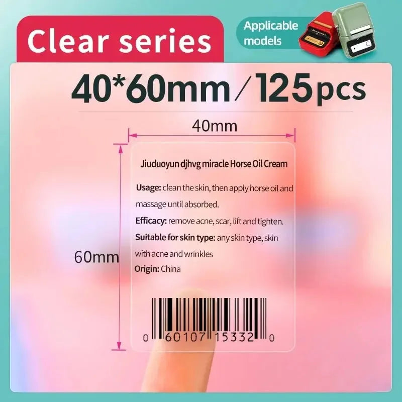 Niimbot Transparent Stickers Label Printer Stickers Portable Printer Niimbot Thermal Paper Labels Official Genuine For B1/B21