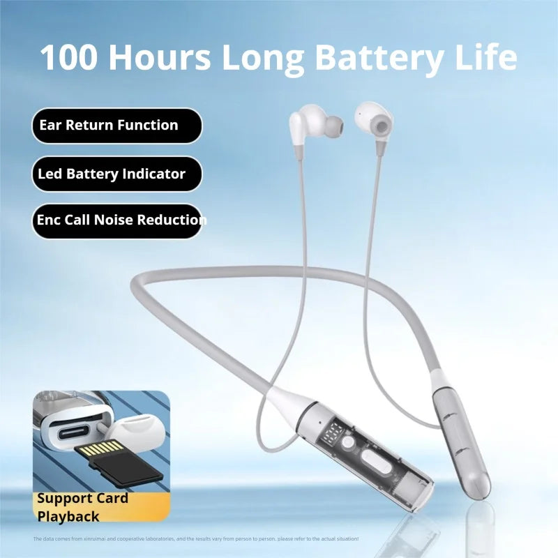 EARDECO 100H Playback Wireless Headphones HD Call Noise Reduction Bass 6.0 Bluetooth Headphone Neckband Earphones Sport Stereo