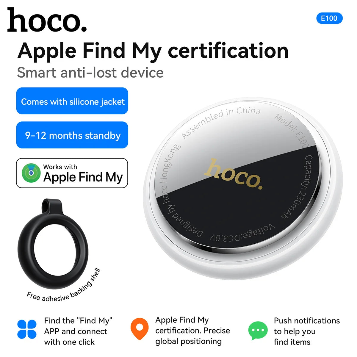 E100 GPS AirTag Based on Apple Find My Anti-Lost Device With Case Tracker Sound Located Reminder Alarm Car Pets Keychain Finder