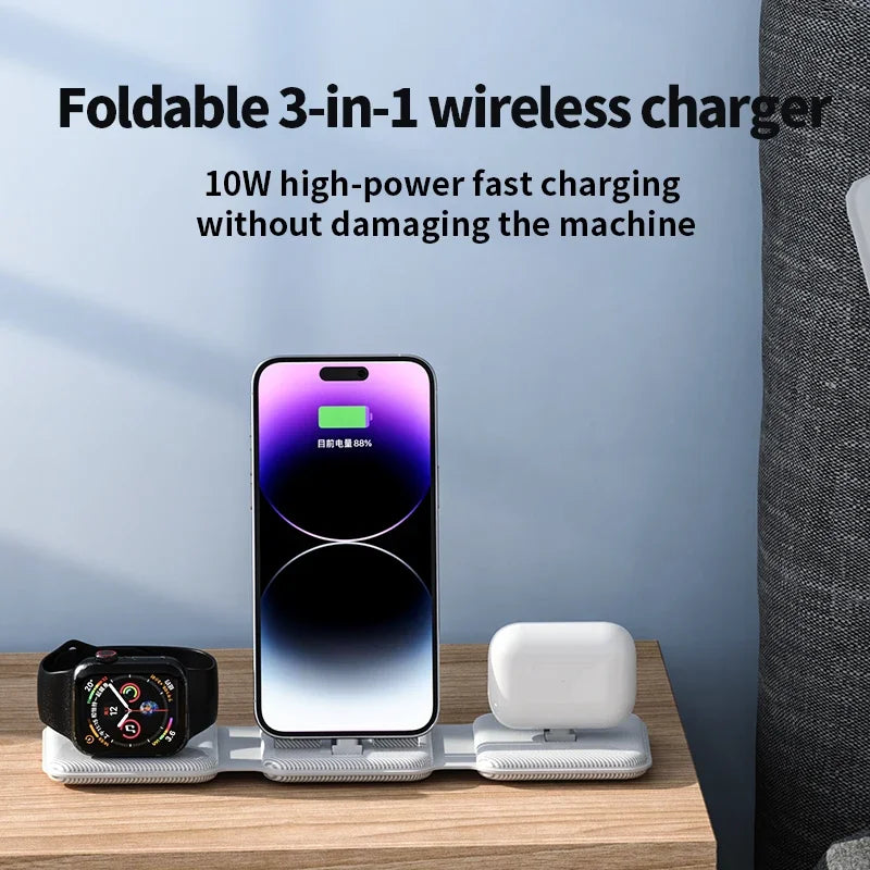 3 In 1 Magnetic Wireless Charger Pad Stand For iPhone 16 15 14 12 Pro Max Apple Apple 8 7 6 Airpods Fast Charging Dock Station