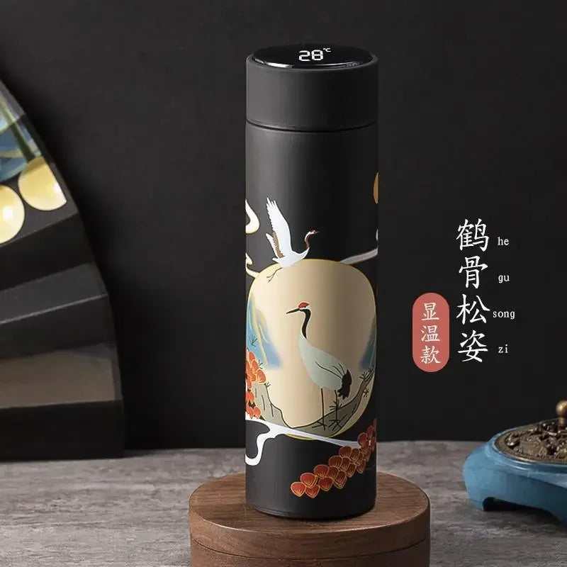 500ml Stainless Steel Insulated Thermos Bottle 316 Intelligent Water Cup High-end Tea Cup Business Gift One Cup with Double Lids