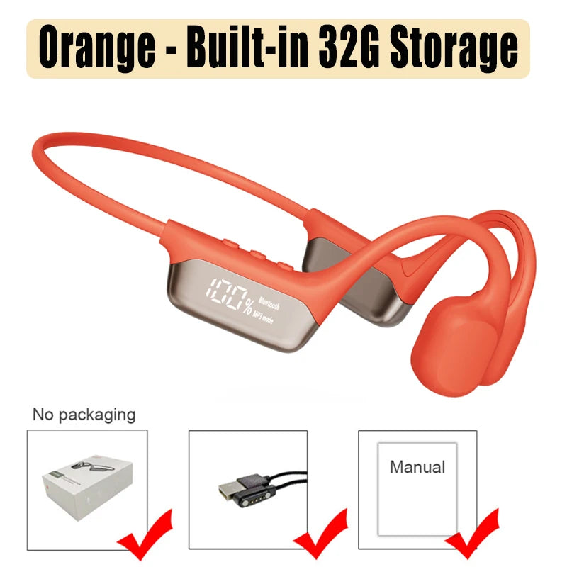 IPX8 Waterproof Swimming Bone Conduction headphone Bluetooth 5.4 Bass Wireless headset MP3 (32G) Player Cycling Fitness Earphone