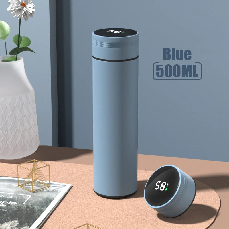 Stainless steel thermos bottle with digital temperature display, Intelligent temperature measurement cup, LED, 500ml