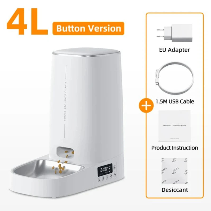 ROJECO Automatic Dog Feeder Smart Dog Food Kibble Dispenser Remote Control WiFi Button Auto Feeder for Pet Cats Feeding Supplies