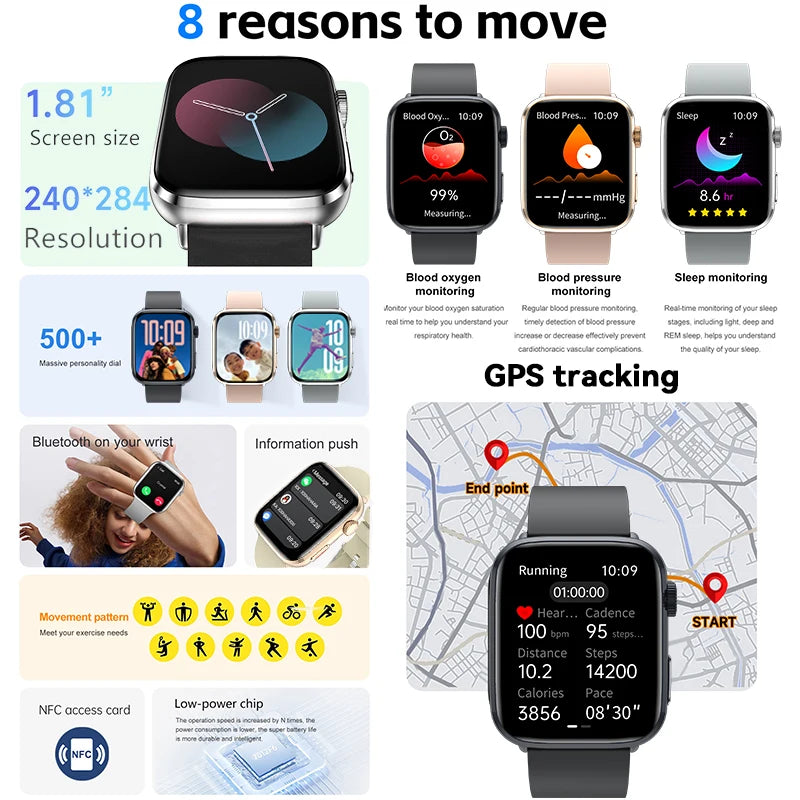 2025 New For Xiaomi Series 10 NFC Watch Men AMOLED Screen Bluetooth Call GPS Sport Waterproof Health Tracker Smartbracelet Women