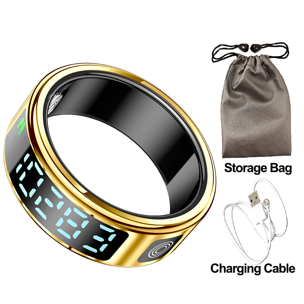 2025 New SR08 Smart Ring Men Women LED Display Screen Heart Rate Blood Oxygen Monitoring 5ATM Waterproof Multi Sports Modes Gift