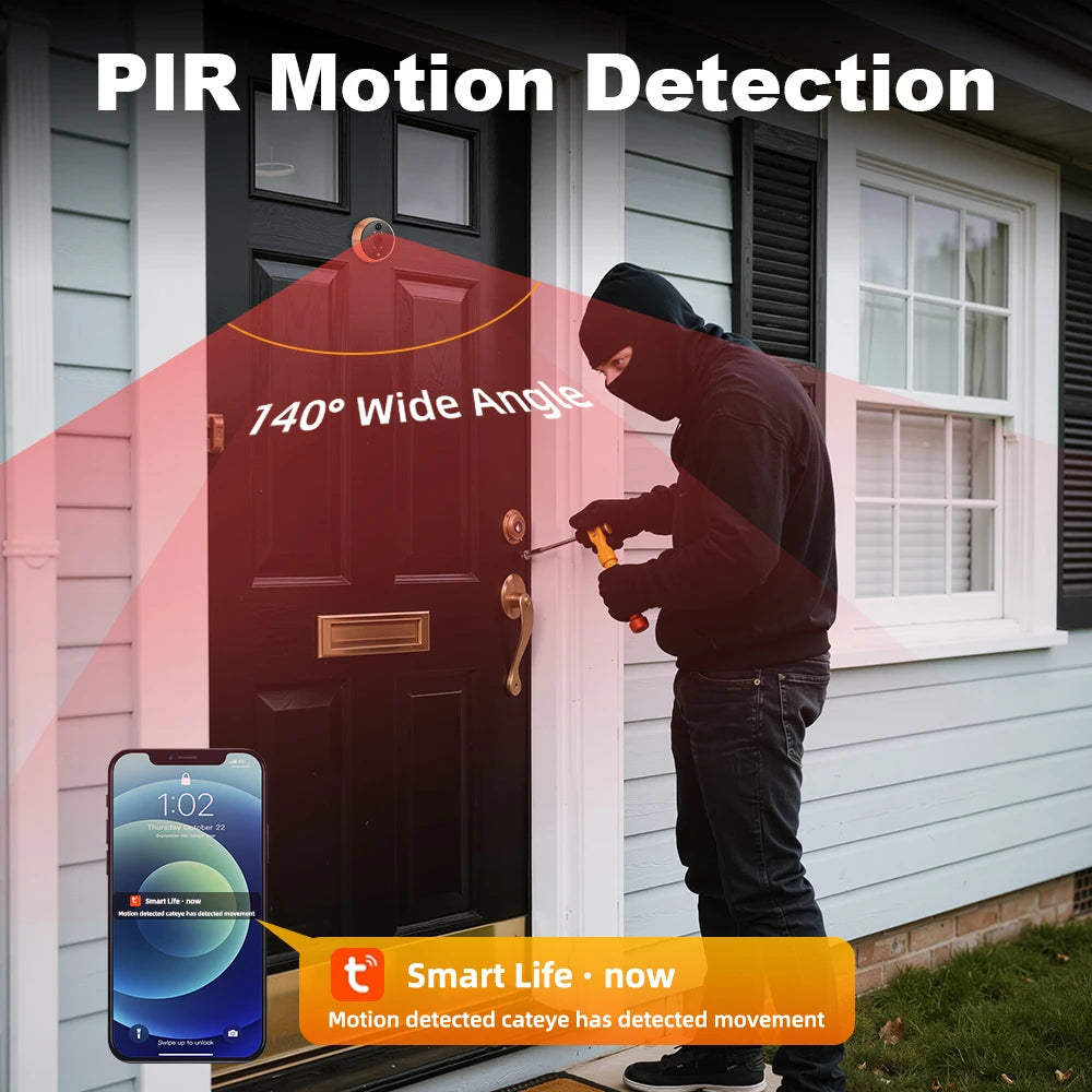 Elecpow Tuya Smart wifi Doorbell With Ring bell 4.3Inch 1080P Digital Door Peephole Camera PIR Night Vision Motion Detection