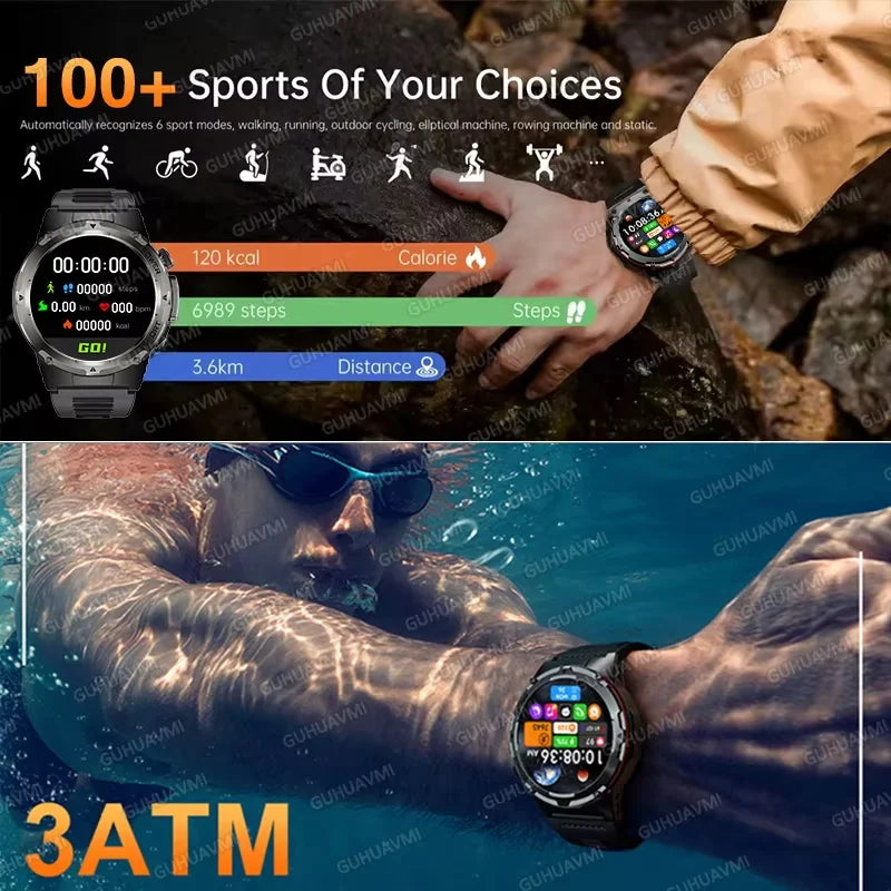 For Huawei Popular outdoors GPS Sports Smart Watch Men Heart Rate AMOLED 3ATM IP69K Waterproof 500mAh Infrared NFC HD Call Watch