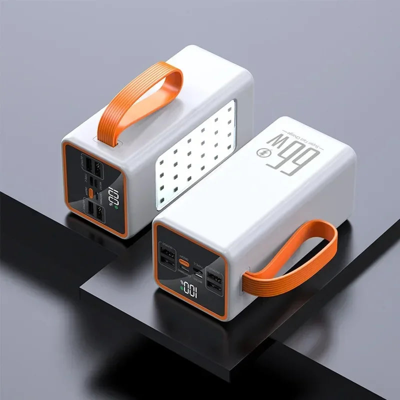 Power Bank 200000mAh High Capacity 66W Fast Charger Waterproof Rechargeable Battery For Mobile Phone Computer Camping LED Light