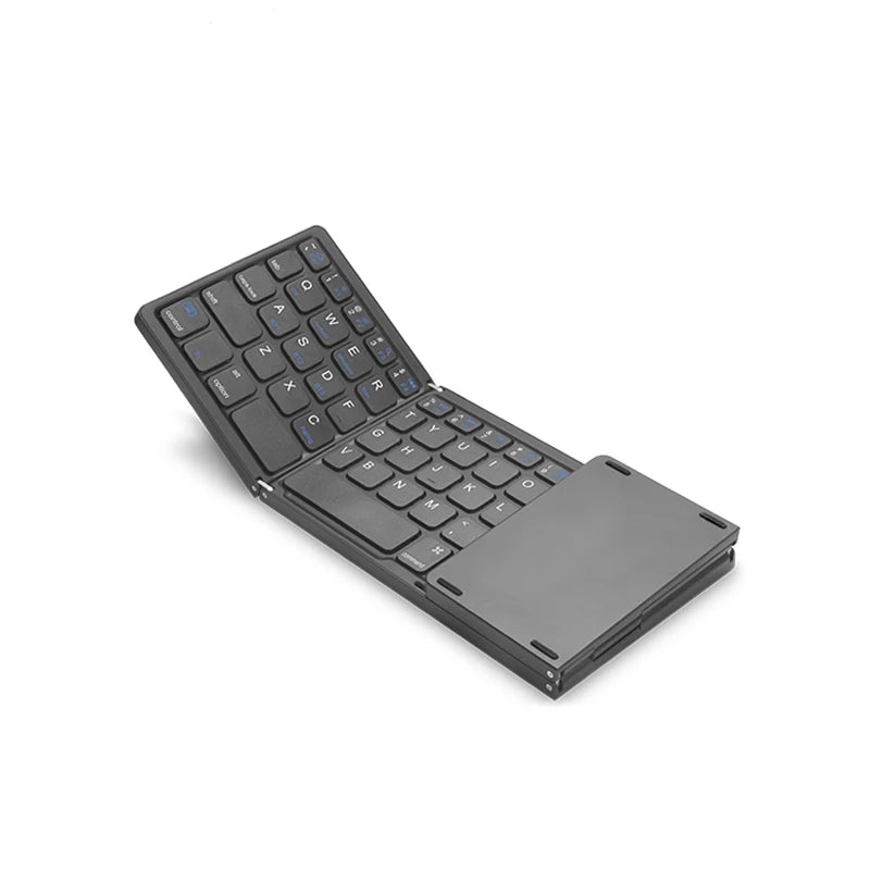 HUWEI Mini Folding Wireless Bluetooth Keyboard Russian Spanish Arabic Hebrew Portugues with Touchpad for Windows, Android, IOS