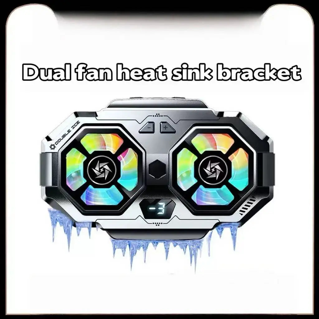 Mobile phone radiator stand digital display ultra-silent dual fans fast cooling live broadcast cooling tool