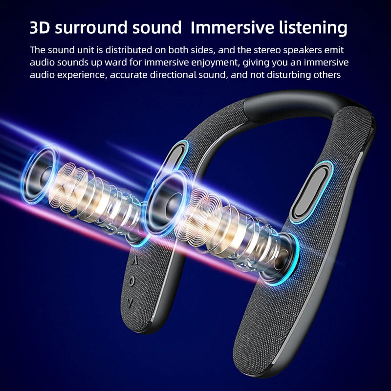 JBJW EBS-908 Neckband Speaker Lightweight Body Bluetooth 5.3 HIFI Stereo HD Call Waterproof Portable Loudspeaker Walking Cycling